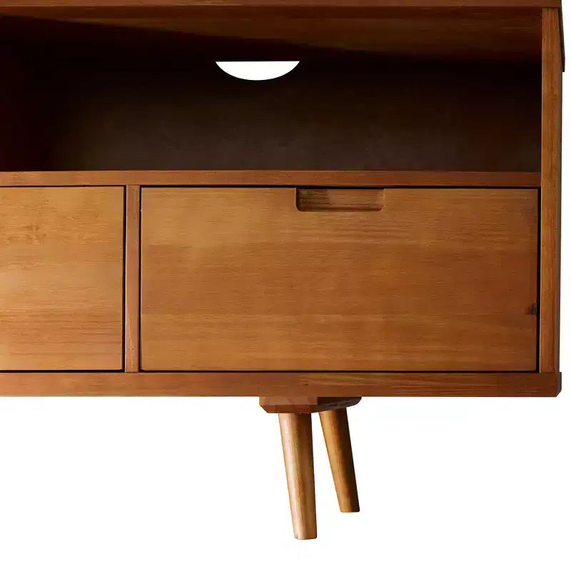 Meuble TV Mid-Century Modern à 3 tiroirs pour téléviseurs jusqu'à 65 po