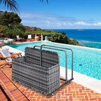 Rangement flottant pour piscine extérieure avec roues, panier organisateur de piscine en rotin PE imperméable, bac de rangement roulant pour patio, chariot de rangement de piscine en osier durable