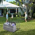 Rangement flottant pour piscine extérieure avec roues, panier organisateur de piscine en rotin PE imperméable, bac de rangement roulant pour patio, chariot de rangement de piscine en osier durable