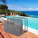 Rangement flottant pour piscine extérieure avec roues, panier organisateur de piscine en rotin PE imperméable, bac de rangement roulant pour patio, chariot de rangement de piscine en osier durable