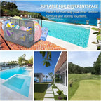 Rangement flottant pour piscine extérieure avec roues, panier organisateur de piscine en rotin PE imperméable, bac de rangement roulant pour patio, chariot de rangement de piscine en osier durable