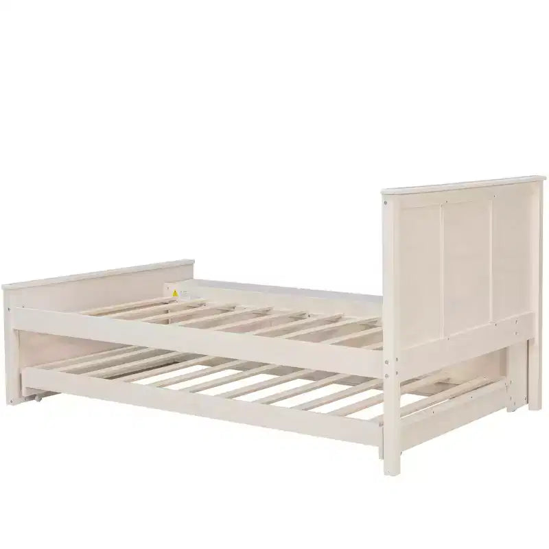 Cadre de lit plateforme en bois double/complet avec lit gigogne et armoire de rangement pour chambre, salon - ModernLuxe