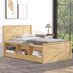 Cadre de lit plateforme en bois double/complet avec lit gigogne et armoire de rangement pour chambre, salon - ModernLuxe