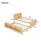 Cadre de lit plateforme en bois double/complet avec lit gigogne et armoire de rangement pour chambre, salon - ModernLuxe