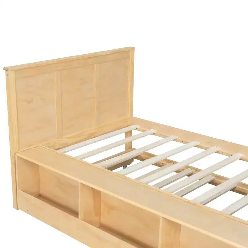 Cadre de lit plateforme en bois double/complet avec lit gigogne et armoire de rangement pour chambre, salon - ModernLuxe