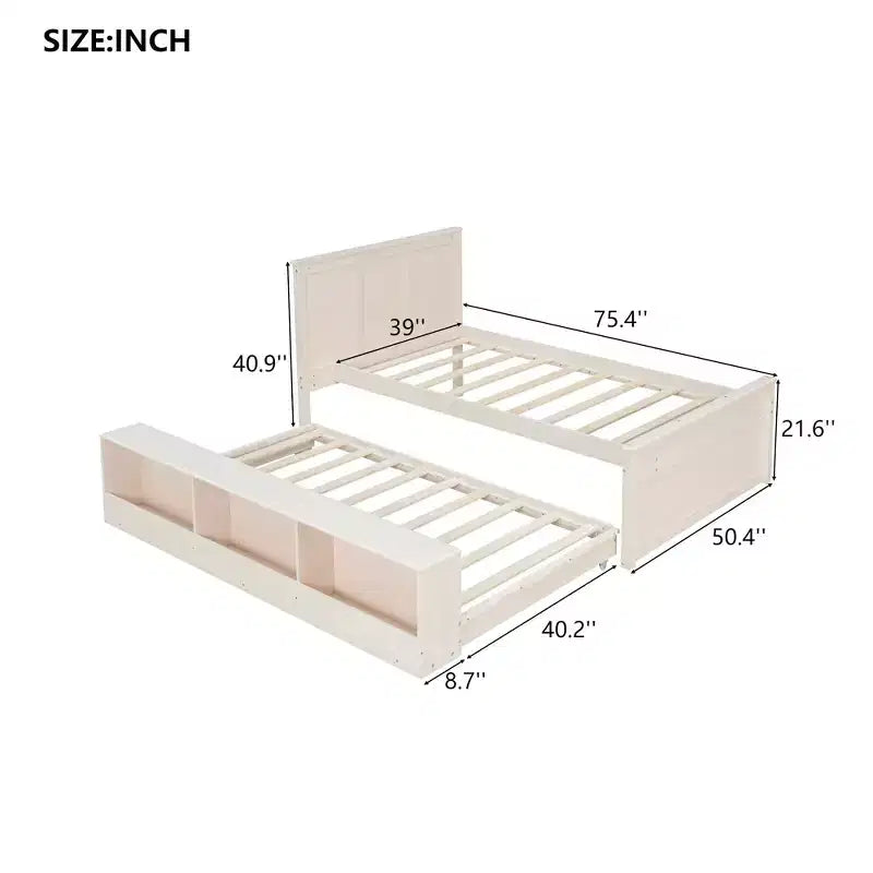 Cadre de lit plateforme en bois double/complet avec lit gigogne et armoire de rangement pour chambre, salon - ModernLuxe