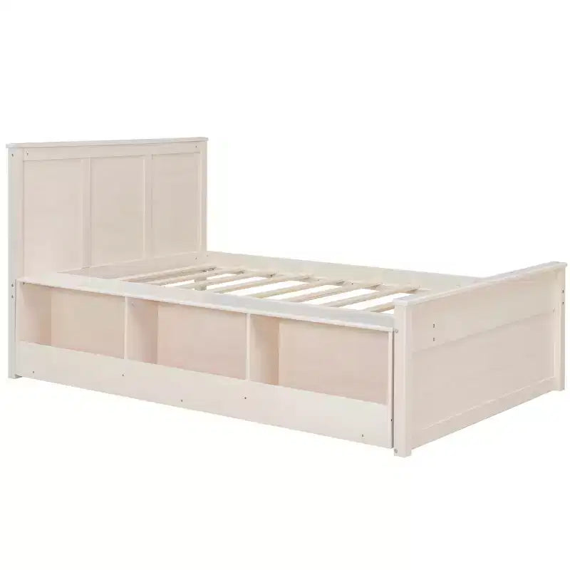 Cadre de lit plateforme en bois double/complet avec lit gigogne et armoire de rangement pour chambre, salon - ModernLuxe