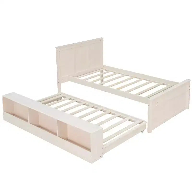 Cadre de lit plateforme en bois double/complet avec lit gigogne et armoire de rangement pour chambre, salon - ModernLuxe