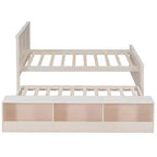 Cadre de lit plateforme en bois double/complet avec lit gigogne et armoire de rangement pour chambre, salon - ModernLuxe
