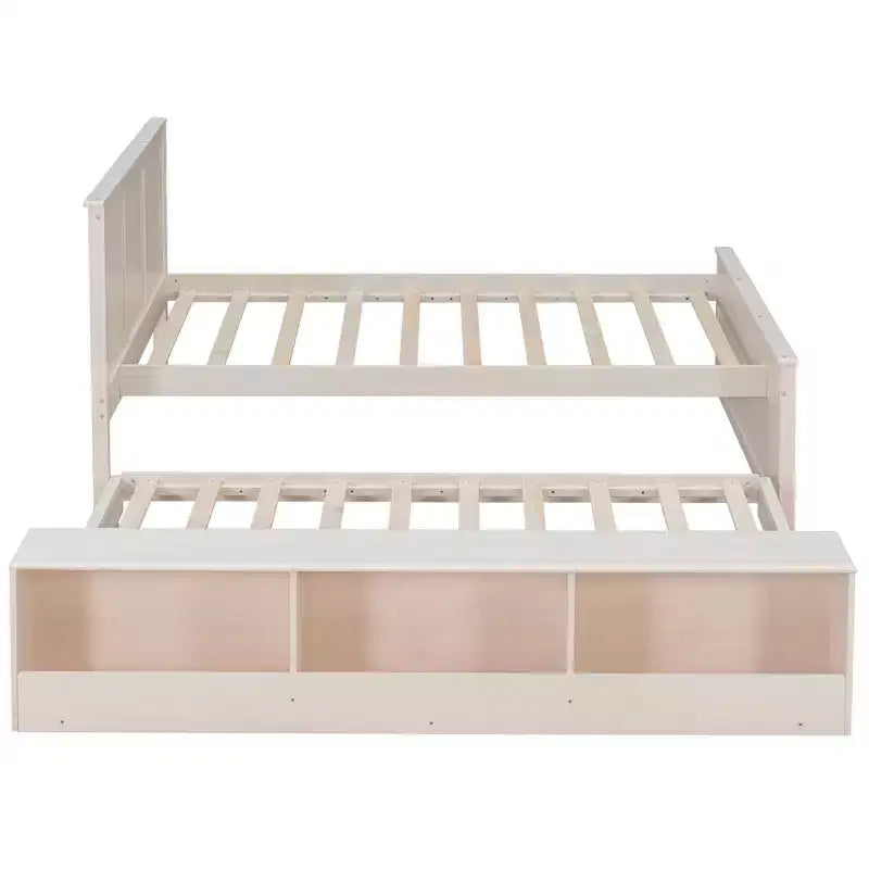 Cadre de lit plateforme en bois double/complet avec lit gigogne et armoire de rangement pour chambre, salon - ModernLuxe