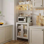 Étagère de boulanger de 170 cm avec rangement, armoire de bar à café de ferme, support à micro-ondes avec étagères réglables pour cuisine salle à manger