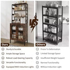 Étagère de boulanger de 170 cm avec rangement, armoire de bar à café de ferme, support à micro-ondes avec étagères réglables pour cuisine salle à manger
