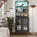67 Inch Bakers Rack with Storage, Farmhouse Coffee Bar Cabinet, Microwave Stand with Adjustable Shelves for Kitchen Dining Room