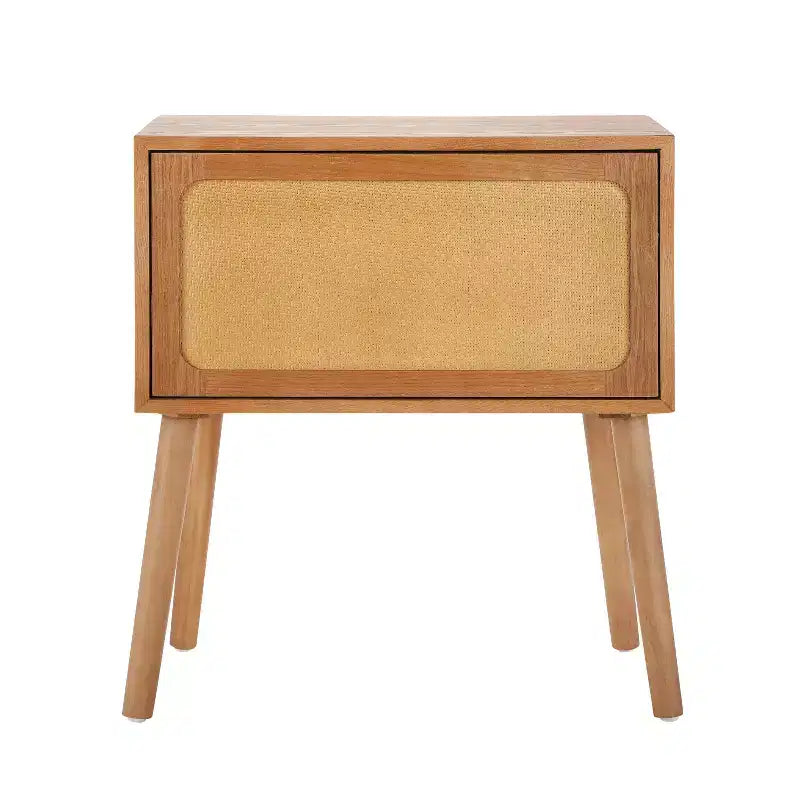 Table de chevet rotative cachée en rotin de style bohème pour chambre à coucher et salon