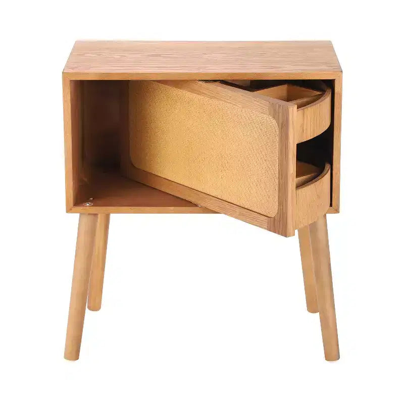 Table de chevet rotative cachée en rotin de style bohème pour chambre à coucher et salon