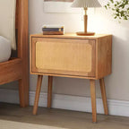 Table de chevet rotative cachée en rotin de style bohème pour chambre à coucher et salon