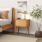 Table de chevet rotative cachée en rotin de style bohème pour chambre à coucher et salon