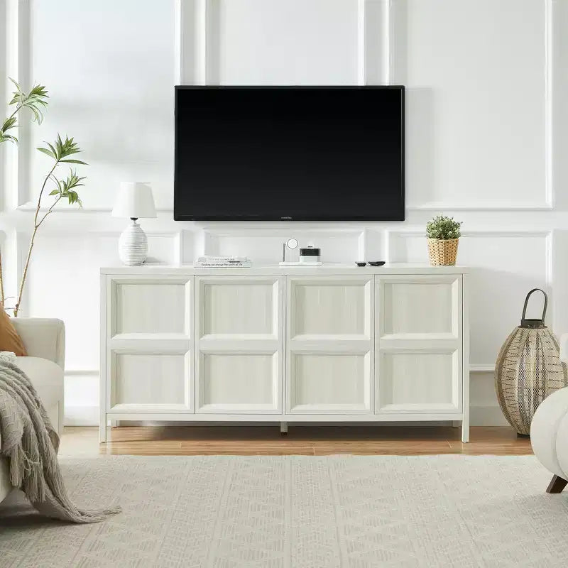 Buffet moderne Zeus & Ruta 67 avec portes Tip-On, charnières à fermeture amortie et fixation murale anti-basculement