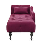 GDFStudio Aijia Moderne 61 Chaise longue en velours avec accoudoir gauche, capitonnage et 1 oreiller