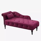 GDFStudio Aijia Moderne 61 Chaise longue en velours avec accoudoir gauche, capitonnage et 1 oreiller