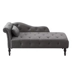 GDFStudio Aijia Moderne 61 Chaise longue en velours avec accoudoir gauche, capitonnage et 1 oreiller