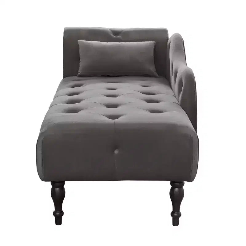 GDFStudio Aijia Moderne 61 Chaise longue en velours avec accoudoir gauche, capitonnage et 1 oreiller