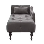 GDFStudio Aijia Moderne 61 Chaise longue en velours avec accoudoir gauche, capitonnage et 1 oreiller
