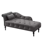 GDFStudio Aijia Moderne 61 Chaise longue en velours avec accoudoir gauche, capitonnage et 1 oreiller