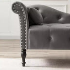 GDFStudio Aijia Moderne 61 Chaise longue en velours avec accoudoir gauche, capitonnage et 1 oreiller