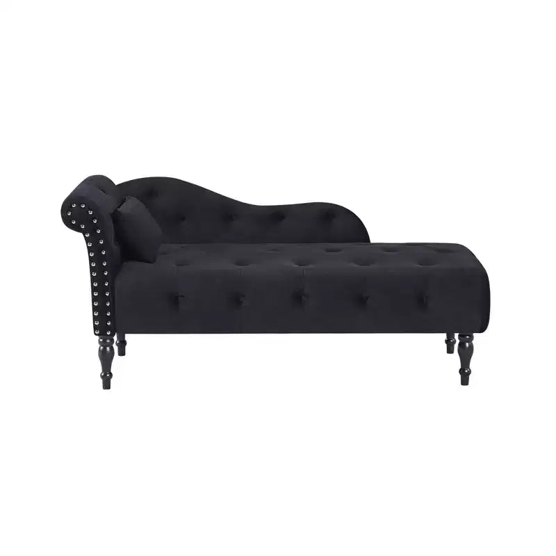GDFStudio Aijia Moderne 61 Chaise longue en velours avec accoudoir gauche, capitonnage et 1 oreiller
