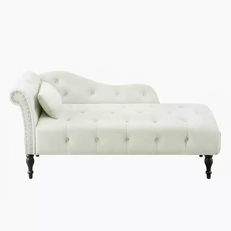 GDFStudio Aijia Moderne 61 Chaise longue en velours avec accoudoir gauche, capitonnage et 1 oreiller