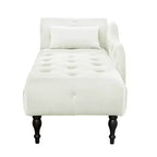 GDFStudio Aijia Moderne 61 Chaise longue en velours avec accoudoir gauche, capitonnage et 1 oreiller