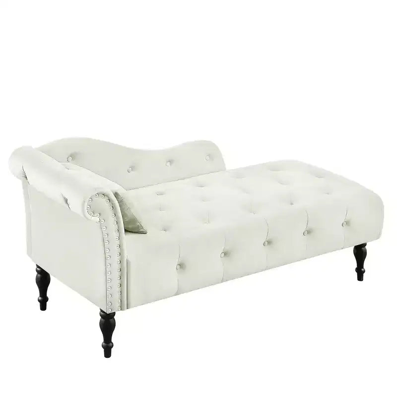 GDFStudio Aijia Moderne 61 Chaise longue en velours avec accoudoir gauche, capitonnage et 1 oreiller