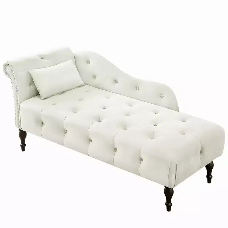 GDFStudio Aijia Moderne 61 Chaise longue en velours avec accoudoir gauche, capitonnage et 1 oreiller