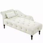 GDFStudio Aijia Moderne 61 Chaise longue en velours avec accoudoir gauche, capitonnage et 1 oreiller