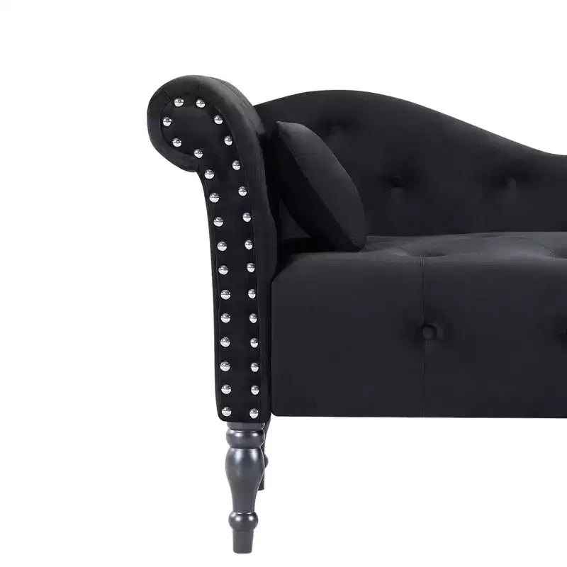 GDFStudio Aijia Moderne 61 Chaise longue en velours avec accoudoir gauche, capitonnage et 1 oreiller
