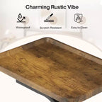 Table d'appoint en forme de C Lantine, petite table d'appoint à 2 niveaux avec roulettes, table de chevet/canapé en bois pour petits espaces de salon, marron