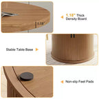 Table à manger ronde Dyonery 35,5 avec étagère de rangement, base en bois cannelée pour 2 à 4 personnes, noyer
