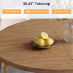 Table à manger ronde Dyonery 35,5 avec étagère de rangement, base en bois cannelée pour 2 à 4 personnes, noyer