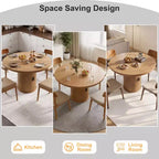 Table à manger ronde Dyonery 35,5 avec étagère de rangement, base en bois cannelée pour 2 à 4 personnes, noyer