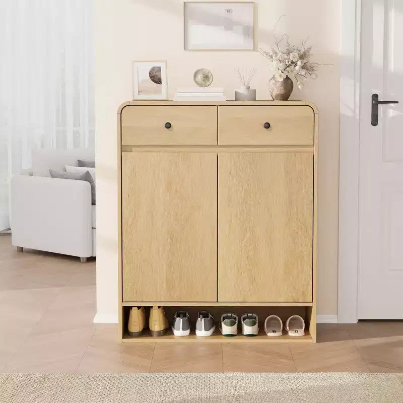 Meuble à chaussures étroit avec 2 tiroirs et 2 portes pour entrée et petits espaces