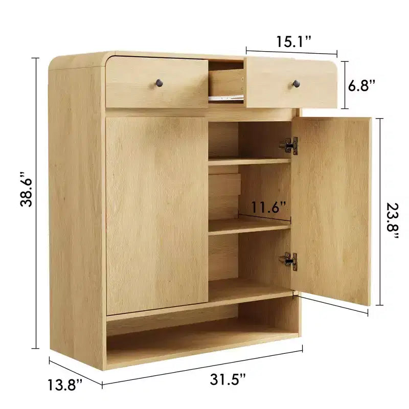 Meuble à chaussures étroit avec 2 tiroirs et 2 portes pour entrée et petits espaces