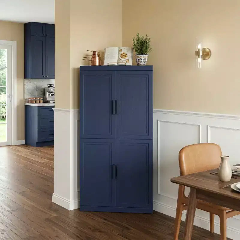 Meuble d'angle Dovelina avec étagères réglables, buffet, meuble à vin, meuble de cuisine et de salle à manger avec portes en bois - 31H x 31L, 36H x 31L