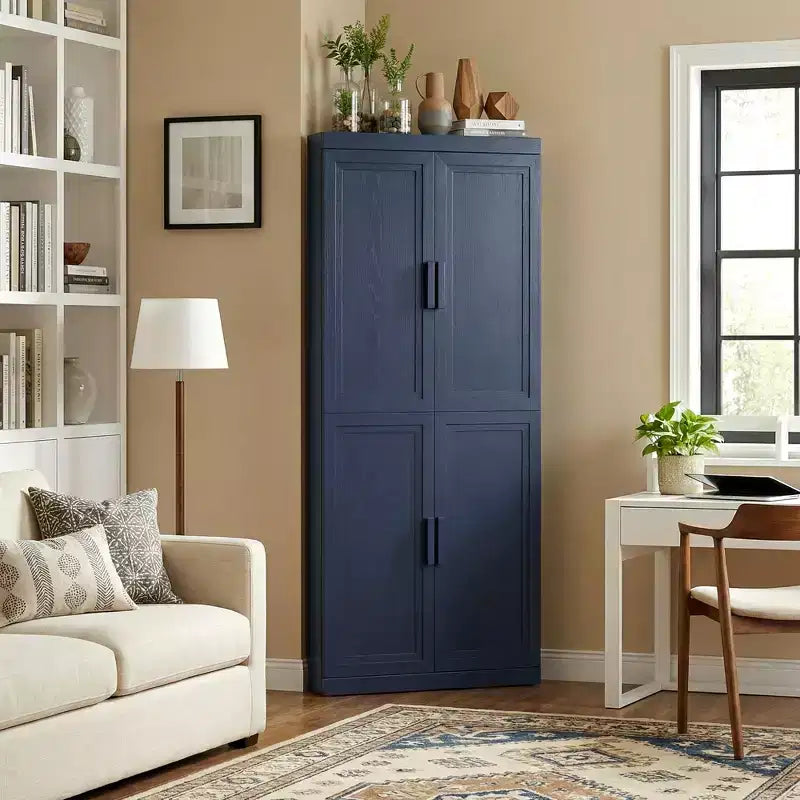Meuble d'angle Dovelina avec étagères réglables, buffet, meuble à vin, meuble de cuisine et de salle à manger avec portes en bois - 31H x 31L, 36H x 31L