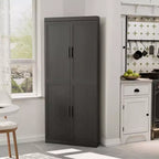 Meuble d'angle Dovelina avec étagères réglables, buffet, meuble à vin, meuble de cuisine et de salle à manger avec portes en bois - 31H x 31L, 36H x 31L