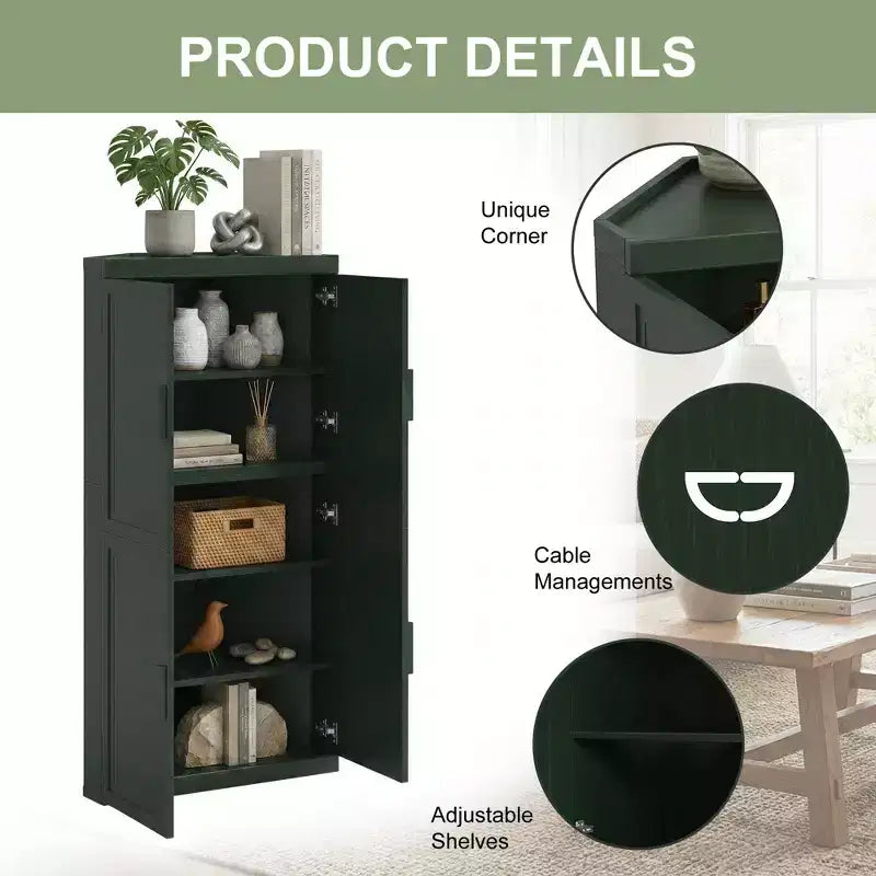 Meuble d'angle Dovelina avec étagères réglables, buffet, meuble à vin, meuble de cuisine et de salle à manger avec portes en bois - 31H x 31L, 36H x 31L