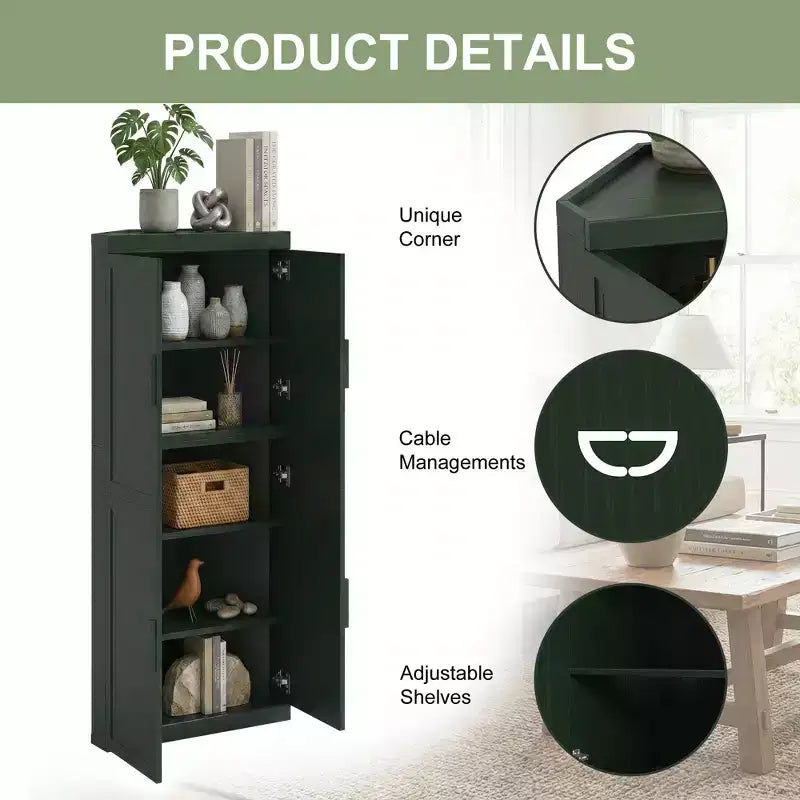 Meuble d'angle Dovelina avec étagères réglables, buffet, meuble à vin, meuble de cuisine et de salle à manger avec portes en bois - 31H x 31L, 36H x 31L