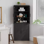 Meuble d'angle Dovelina avec étagères réglables, buffet, meuble à vin, meuble de cuisine et de salle à manger avec portes en bois - 31H x 31L, 36H x 31L