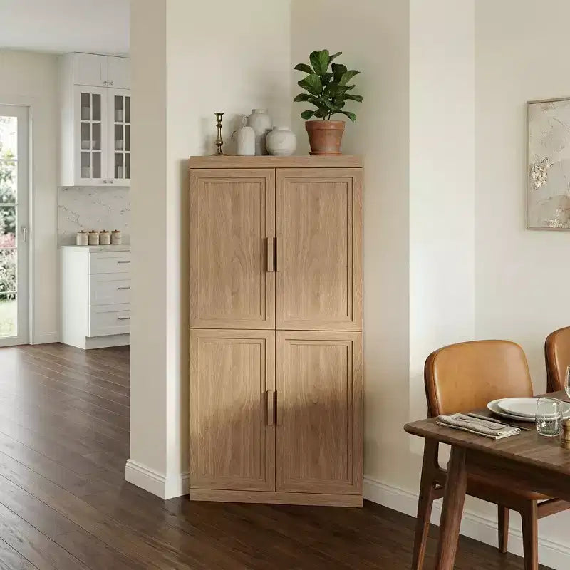 Meuble d'angle Dovelina avec étagères réglables, buffet, meuble à vin, meuble de cuisine et de salle à manger avec portes en bois - 31H x 31L, 36H x 31L