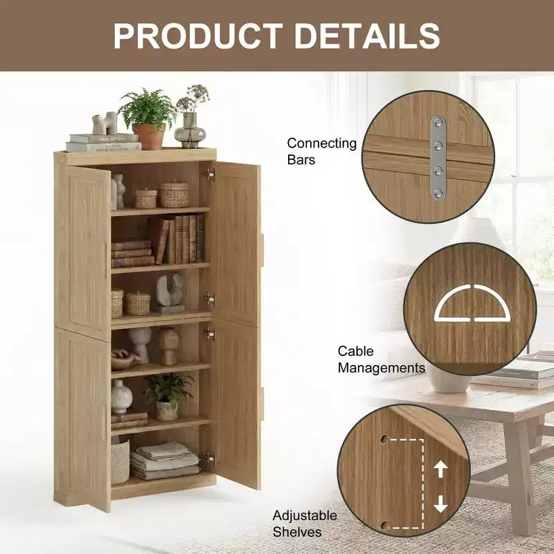 Meuble d'angle Dovelina avec étagères réglables, buffet, meuble à vin, meuble de cuisine et de salle à manger avec portes en bois - 31H x 31L, 36H x 31L